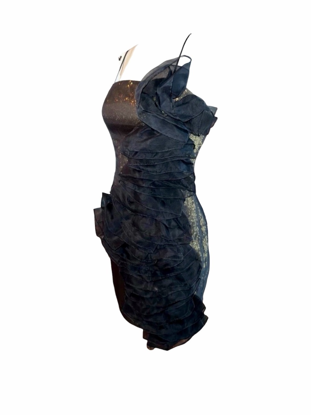 ROBERT RODRIGUEZ, NWOT, BLACK & GOLD, SEQUINED MINI DRESS. SIZE 4